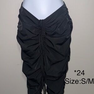 Black Ruched Drawstring jogger pants
